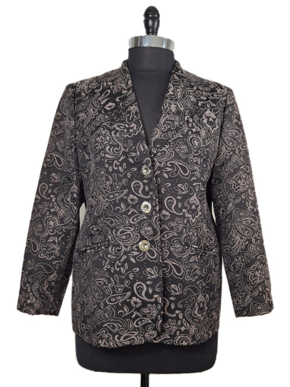 Vintage Sz M Temptations Paisley Blazer Jacket Women's Dark Academia Ornate
